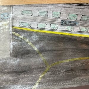 Contemporary Train Illustration in Gray and Yellow